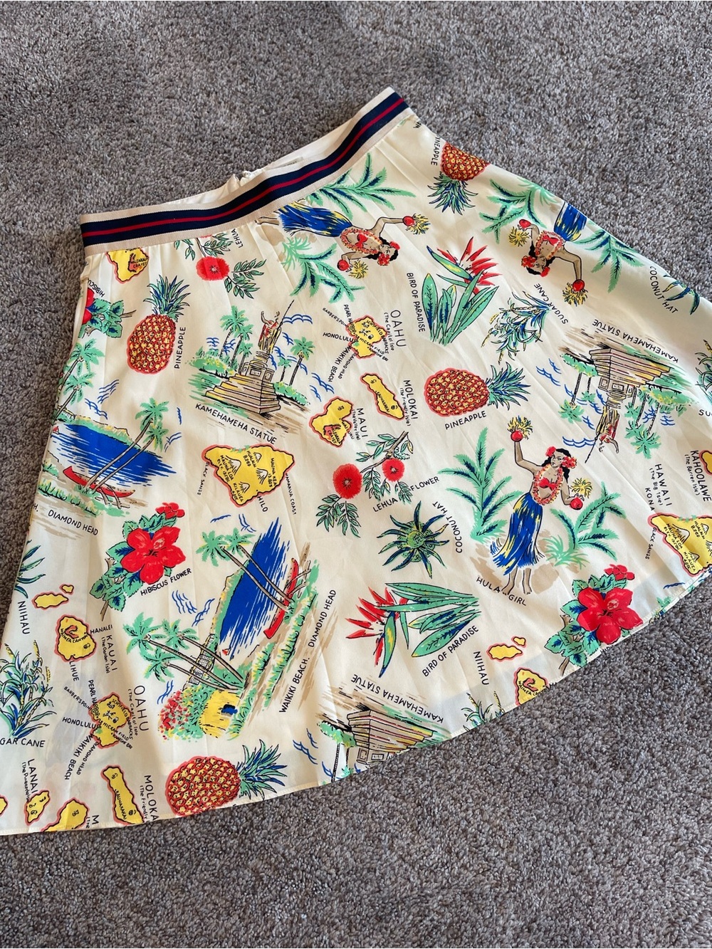 J.Crew Hawaiian Novelty Print A-Line Skirt Women’s Size 00 Preppy Vacation